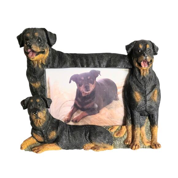 3D Rottweiler Dogs Picture Frame 4"x5" photo 7"x9" Frame Felt Back "Substantial" - Picture 1 of 6